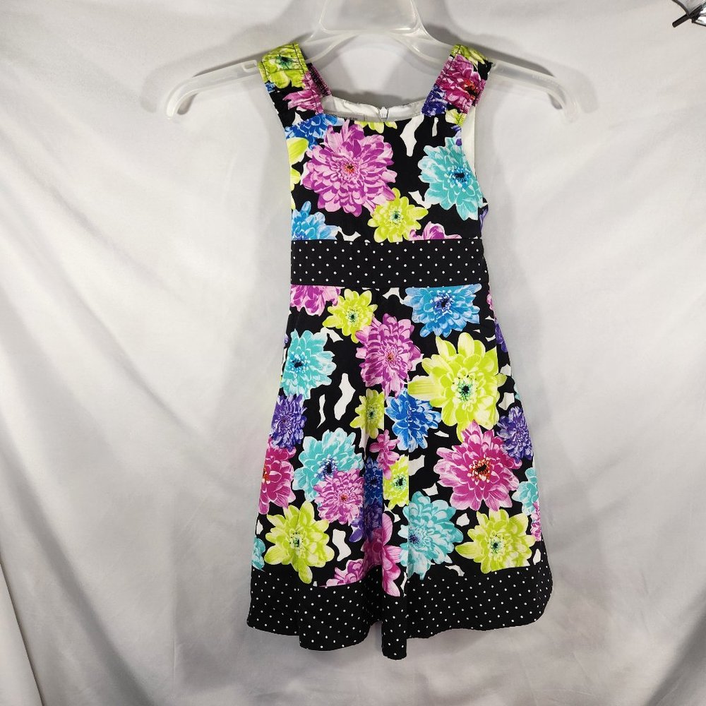 Bonnie Jean Girls Easter Spring Petticoat Lined Floral Dress Back Zip size 7